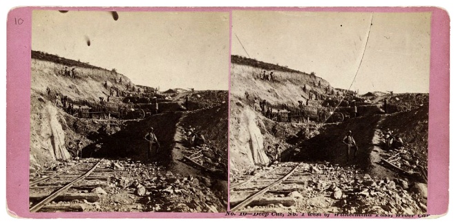 AJ Russell, 'Deep Cut, No. 1. West of Wilhelmina Pass, Weber Canon', c.1869 (Library of Congress)
